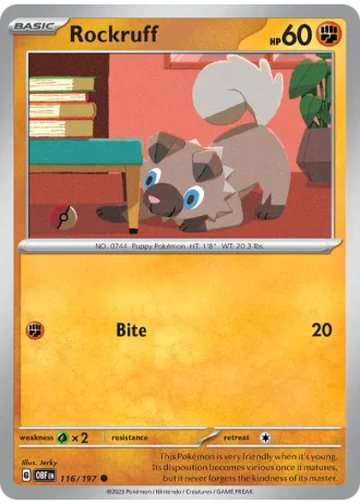 Rockruff #116/197 — Obsidian Flames