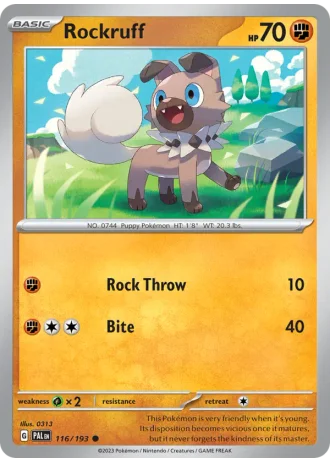 Rockruff #116/193 — Paldea Evolved