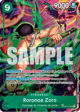 Roronoa Zoro (OP06-118) (Treasure Rare) — Des Poings Vifs Comme l'Éclair (OP11)