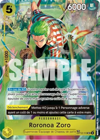 Roronoa Zoro (OP12-113) (Treasure Rare) — Les Sept de la Mer d'Azur (OP14-EB04)