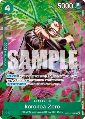 Roronoa Zoro (OP13-037) (Treasure Rare) — Adventure on Kami's Island (OP15-EB04)