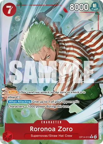Roronoa Zoro (OP14-015) (Alternative Art) — The Azure Sea's Seven (OP14-EB04)