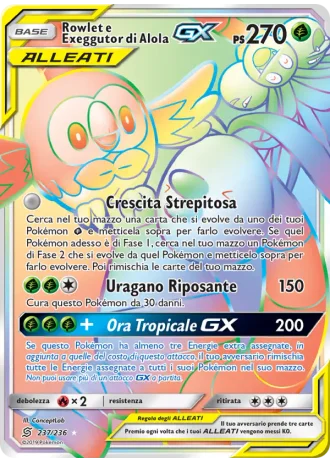 Rowlet e Exeggutor di Alola GX #237 — Sintonia Mentale