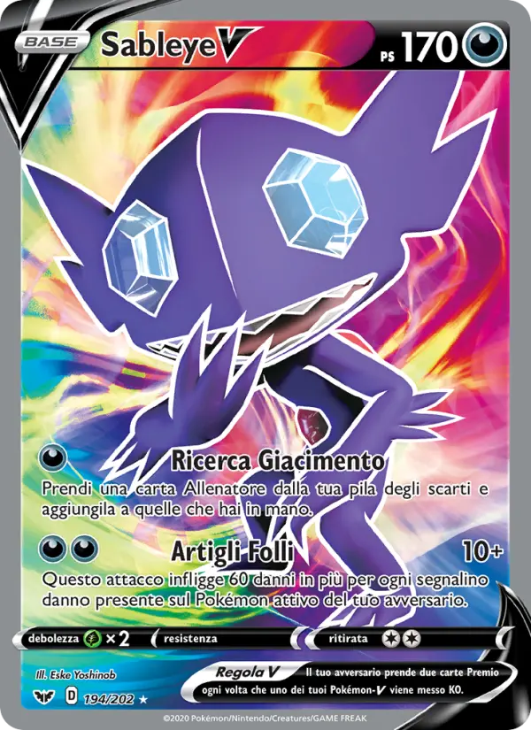 Sableye V #194 — Spada e Scudo