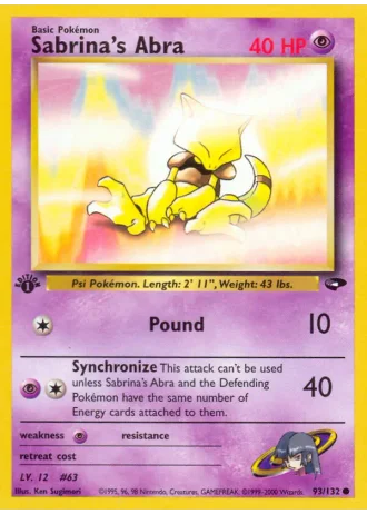 Sabrina's Abra (1st Edition) #93/132 — Gym Challenge (1st Edition)