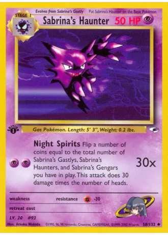 Sabrina's Haunter (1st Edition) #58/132 — Gym Heroes (1st Edition)