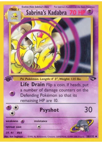 Sabrina's Kadabra (1st Edition) #58/132 — Gym Challenge (1st Edition)