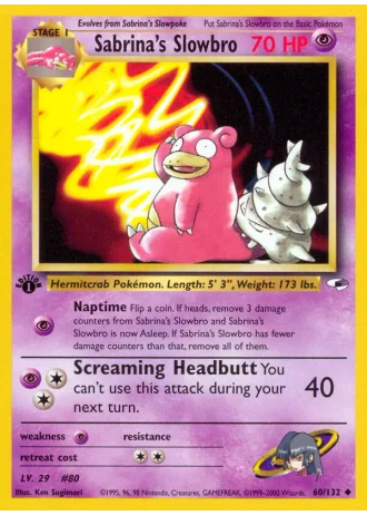 Sabrina's Slowbro (1st Edition) #60/132 — Gym Heroes (1st Edition)