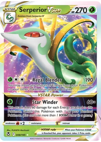 Serperior VSTAR #008/195 — Silver Tempest