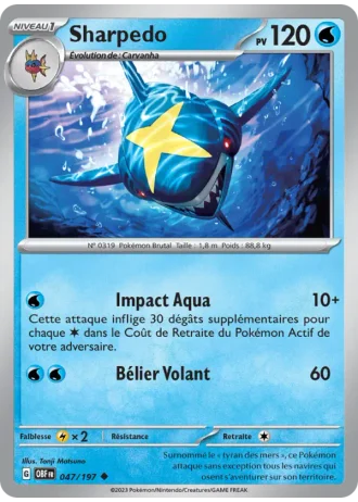 Sharpedo #047 — Flammes Obsidiennes