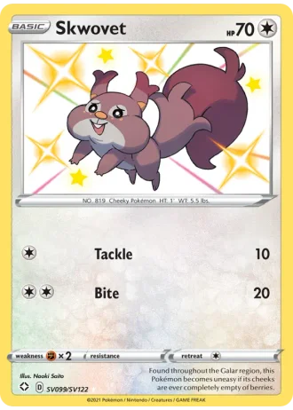 Skwovet SV099/122 — Shiny Vault (Shining Fates)