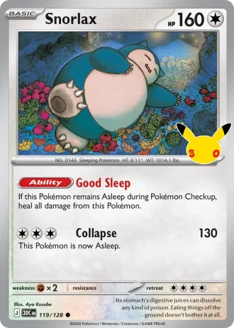 Snorlax #119/128 — 30th Celebration