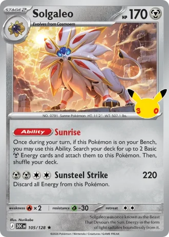 Solgaleo #105/128 — 30th Celebration