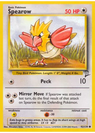 Spearow #92/130 — Base Set 2
