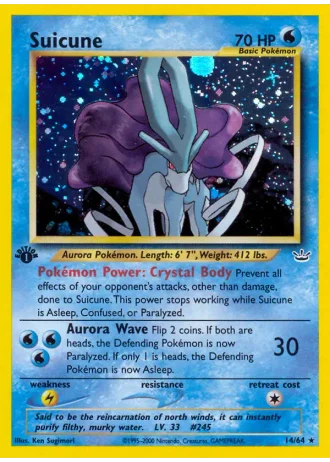 Suicune (1st Edition) #14/64 — Neo Revelation (1st Edition)