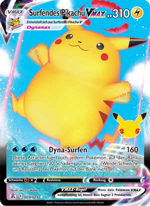 Surfendes Pikachu VMAX #9 — Celebrations