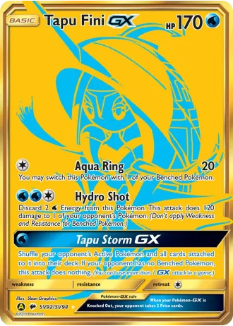 Tapu Fini GX SV92 — Shiny Vault (Hidden Fates)