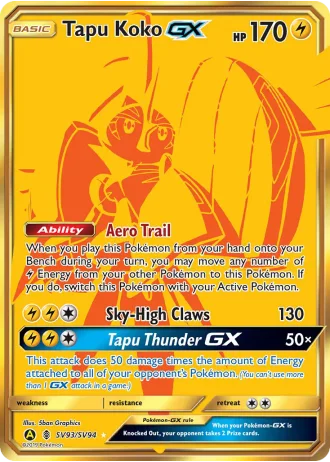 Tapu Koko GX SV93 — Shiny Vault (Hidden Fates)
