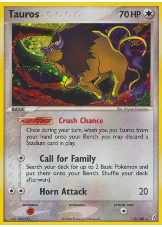 Tauros #12/100 — EX Crystal Guardians