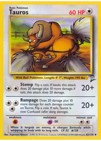 Tauros #62/130 — Base Set 2