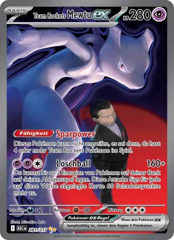 Team Rockets Mewtu ex #281 — Erhabene Helden