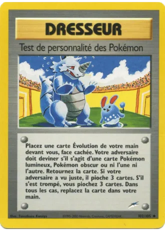 Test de personnalité des Pokémon (première édition) #102/105 — Neo Destiny (1ère Édition)
