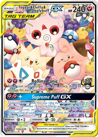 Togepi & Cleffa & Igglybuff GX #143a — Yellow A Alternate