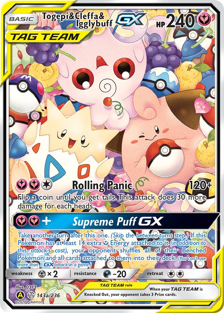 Togepi & Cleffa & Igglybuff GX #143a — Yellow A Alternate