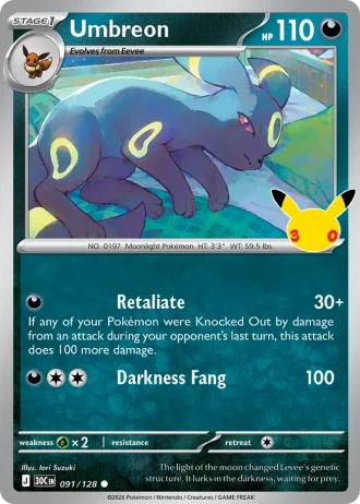 Umbreon #091/128 — 30th Celebration
