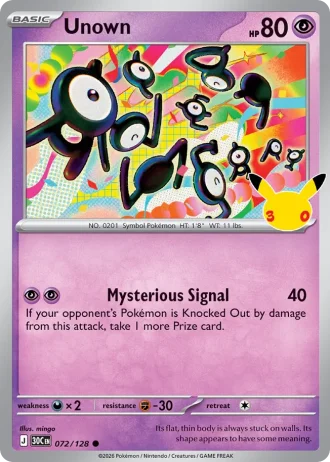 Unown #072/128 — 30th Celebration