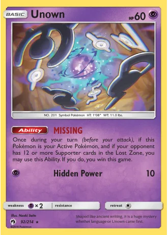 Unown #92 — Lost Thunder