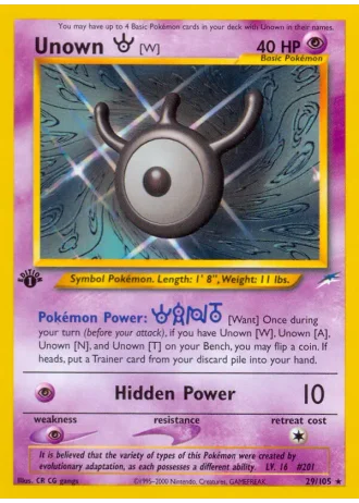 Unown [W] (1st Edition) #29 — Neo Destiny (1st Edition)