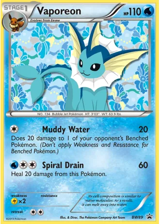 Vaporeon BW89 — Black & White Promos