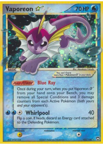 Vaporeon Gold Star #102 — Power Keepers