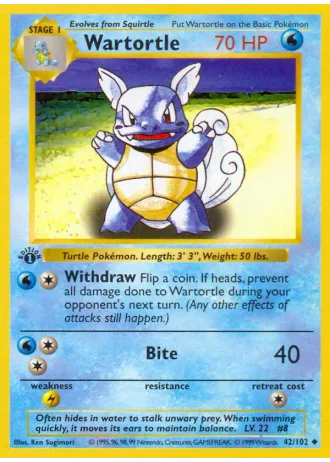Wartortle #42/102 — Base Set
