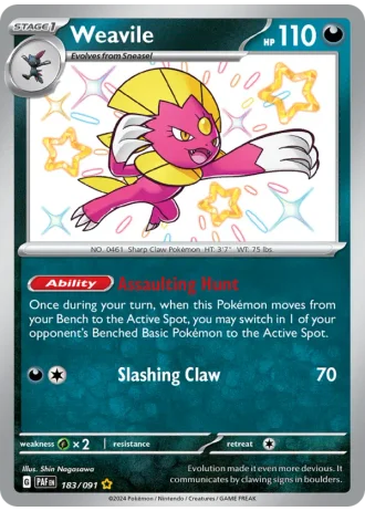 Weavile #183/91 — Paldean Fates