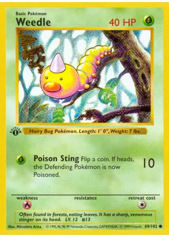 Weedle (shadowless) #69/102 — Base Set (Shadowless)