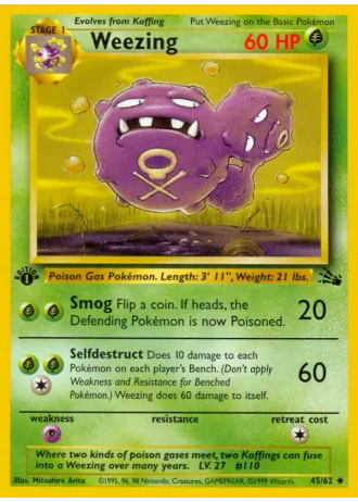 Weezing (1st Edition) #45/62 — Fossil (1st Edition)