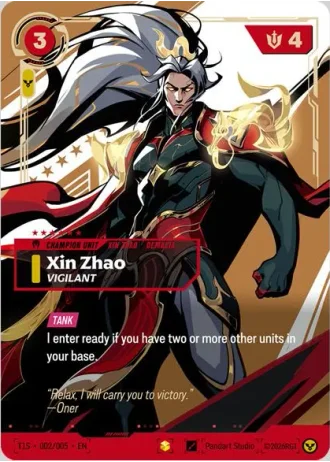 Xin Zhao, Vigilant (T1 Worlds Champion Signature Edition Bundle) T1S 002/005 — T1 2025 Worlds Champion