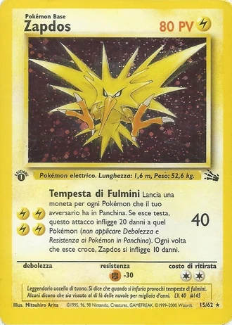 Zapdos (1ª Edizione) #15/62 — Fossil (1ª Edizione)