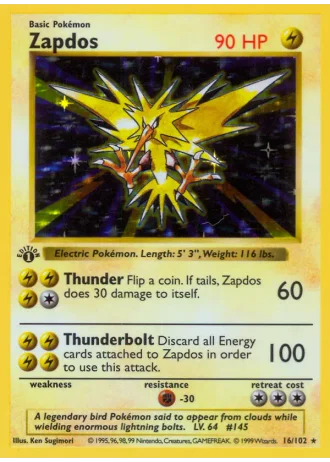 Zapdos #16 — Base Set