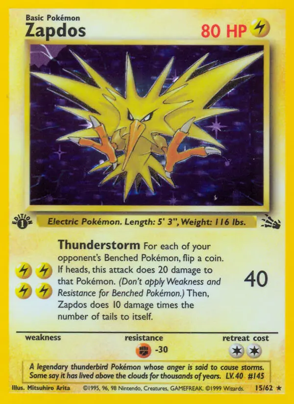 Zapdos (1st Edition) #15 — Fossil (1st Edition)