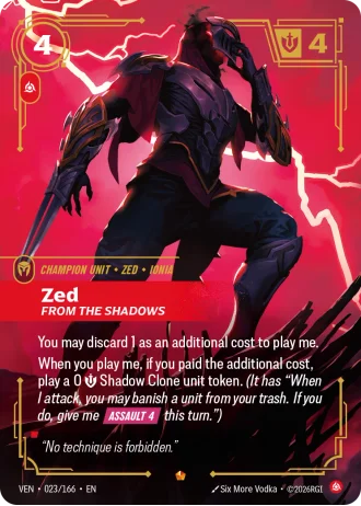 Zed, From the Shadows #023/166 — Vendetta