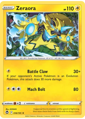 Zeraora #056/195 — Silver Tempest