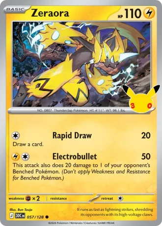 Zeraora #057/128 — 30th Celebration