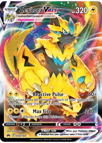 Zeraora VMAX #054/159 — Crown Zenith
