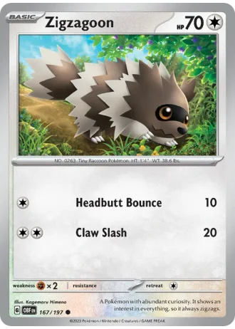 Zigzagoon #167/197 — Obsidian Flames