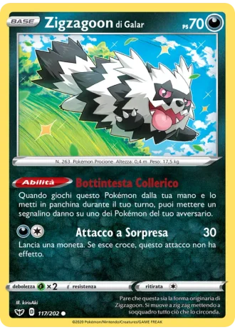 Zigzagoon di Galar #117/202 — Spada e Scudo