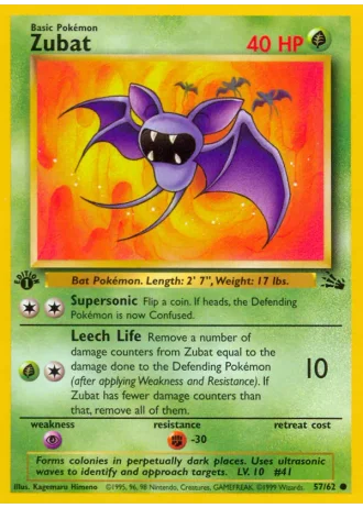 Zubat (1st Edition) #57/62 — Fossil (1st Edition)